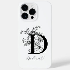 Funda Para iPhone 14 Pro Max De Case-Mate Letra D de monograma floral botánico Nombre  