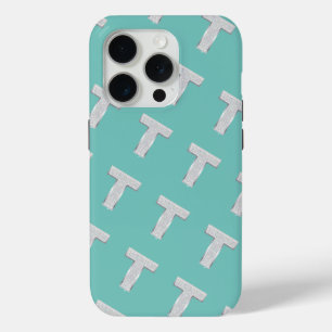 Funda Para iPhone 15 Pro Letra de color plata de menta T