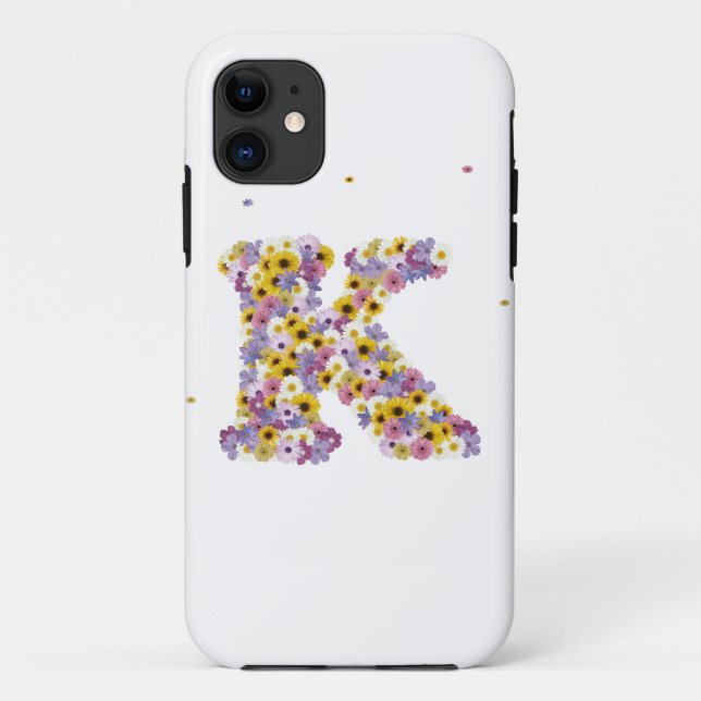 Funda De Case-Mate Para iPhone Letra de flor K (Reverso)
