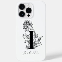 Funda Para iPhone 14 Pro Max De Case-Mate Letra de monograma floral botánico I Nombre     