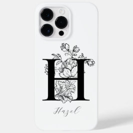 Funda Para iPhone 14 Pro Max De Case-Mate Letra de monograma floral botánico Nombre H    