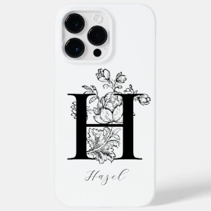 Funda Para iPhone 14 Pro Max De Case-Mate Letra de monograma floral botánico Nombre H    