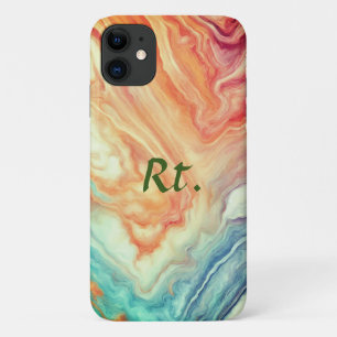 Funda Para iPhone 11 Letra de nombre abstracto geométrico de mármol col