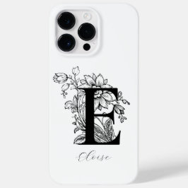 Funda Para iPhone 14 Pro Max De Case-Mate Letra E de monograma floral botánico Nombre  