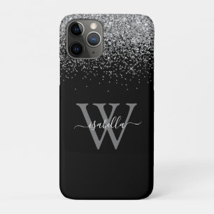 Funda Para iPhone 11 Pro Letra elegante de brillo plateado monogramado