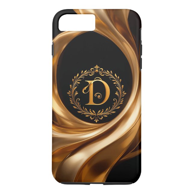 Funda De Case-Mate Para iPhone Letra elegante monograma dorado D (Reverso)