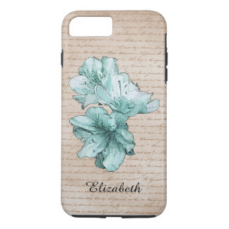 Funda Para iPhone 8 Plus/7 Plus Letra envejecida Aqua Nombre Personalizar de flore
