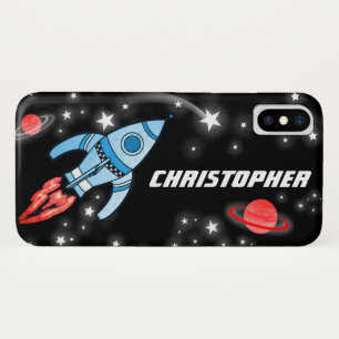 Funda Para iPhone X Letra espacio cohete niños nombre caso iphone