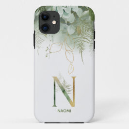 Funda Para iPhone 11 Letra floral verde elegante N