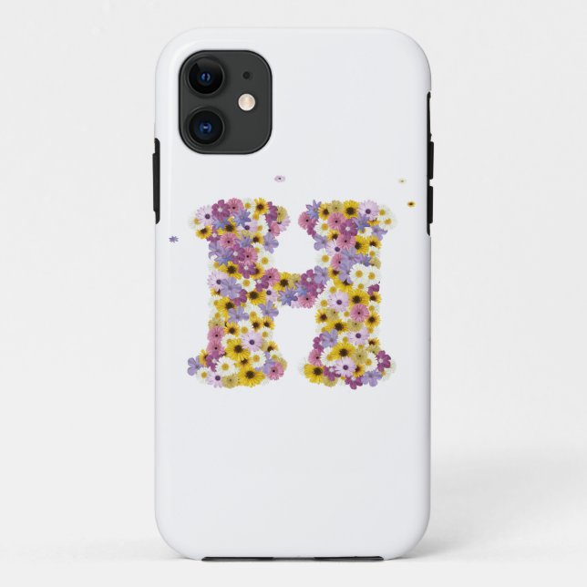 Funda De Case-Mate Para iPhone Letra H de las flores (Reverso)