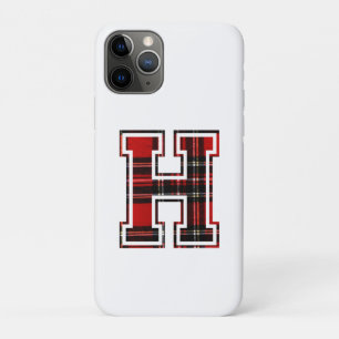 Funda Para iPhone 11 Pro Letra H Nombre Monograma Tartán Inicial Imprimir