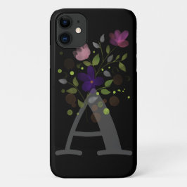 Funda Para iPhone 11 Letra inicial A más diseño floral