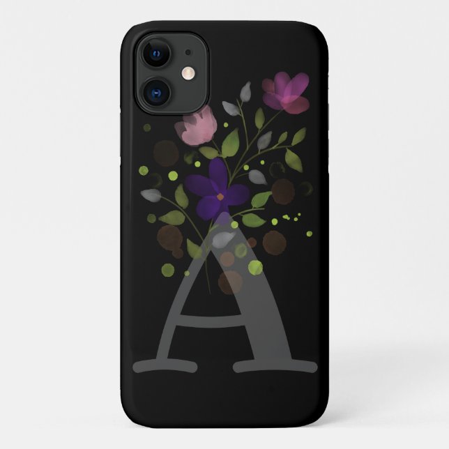 Funda De Case-Mate Para iPhone Letra inicial A más diseño floral (Reverso)