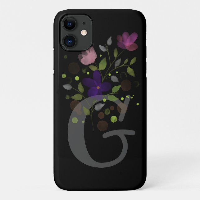 Funda De Case-Mate Para iPhone Letra inicial G + diseño floral (Reverso)
