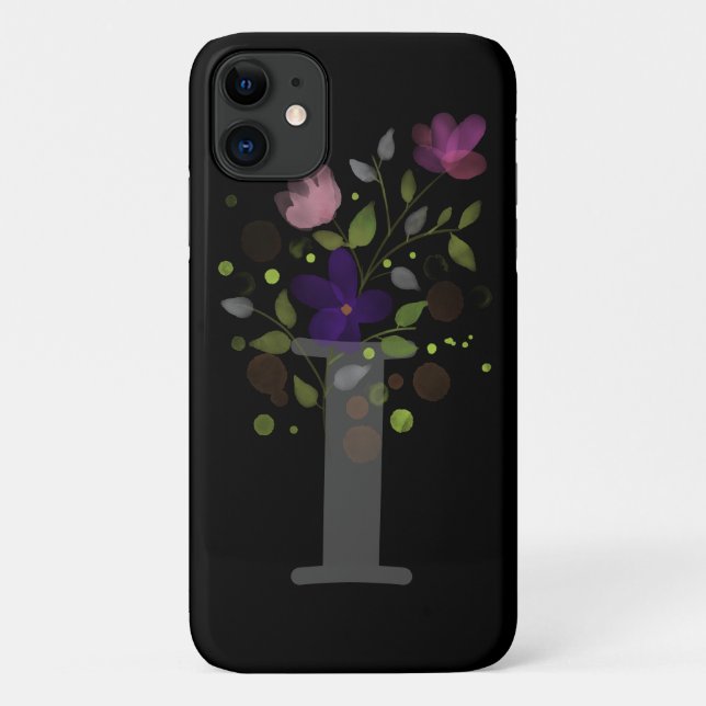 Funda De Case-Mate Para iPhone Letra inicial I + diseño floral (Reverso)