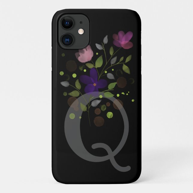 Funda De Case-Mate Para iPhone Letra inicial Q Plus Diseño floral (Reverso)