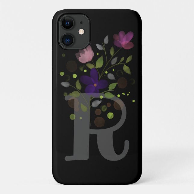 Funda De Case-Mate Para iPhone Letra inicial R Plus Diseño floral (Reverso)