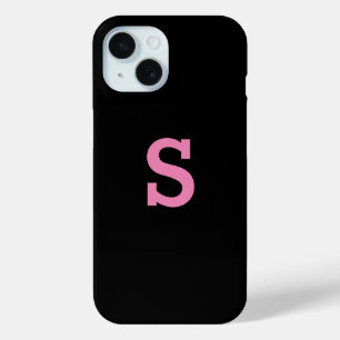 Funda Para iPhone 15 Letra inicial simple rosa