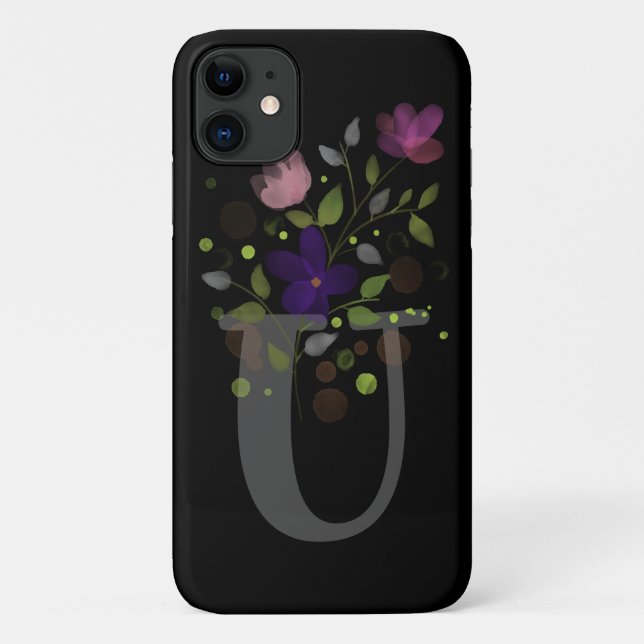 Funda De Case-Mate Para iPhone Letra inicial U Plus Diseño floral (Reverso)