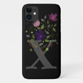 Funda Para iPhone 11 Letra inicial X Plus Diseño floral