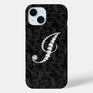 Funda Para iPhone 15 Letra J En Diamantes