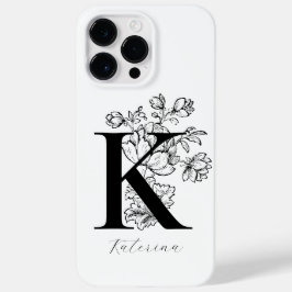 Funda Para iPhone 14 Pro Max De Case-Mate Letra K de monograma floral botánico Nombre      
