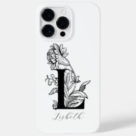 Funda Para iPhone 14 Pro Max De Case-Mate Letra L de monograma floral botánico Nombre       