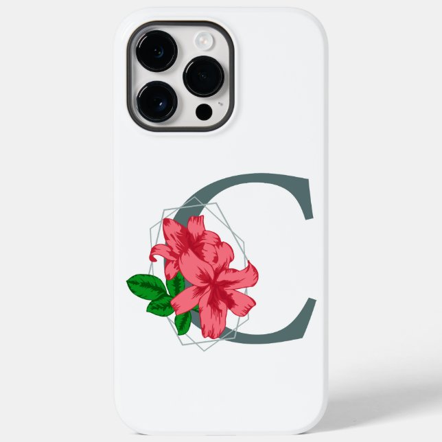 Funda De Case-Mate Para iPhone Letra mayúscula C monograma floral (Reverso )