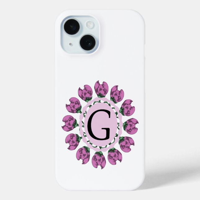 Funda De Case-Mate Para iPhone Letra mayúscula G monograma floral (Reverso )