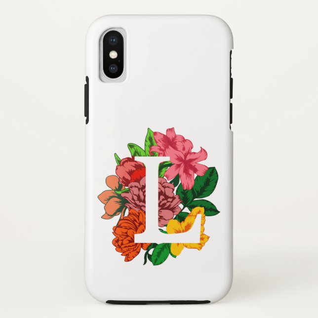 Funda De Case-Mate Para iPhone Letra mayúscula L monograma floral (Reverso)