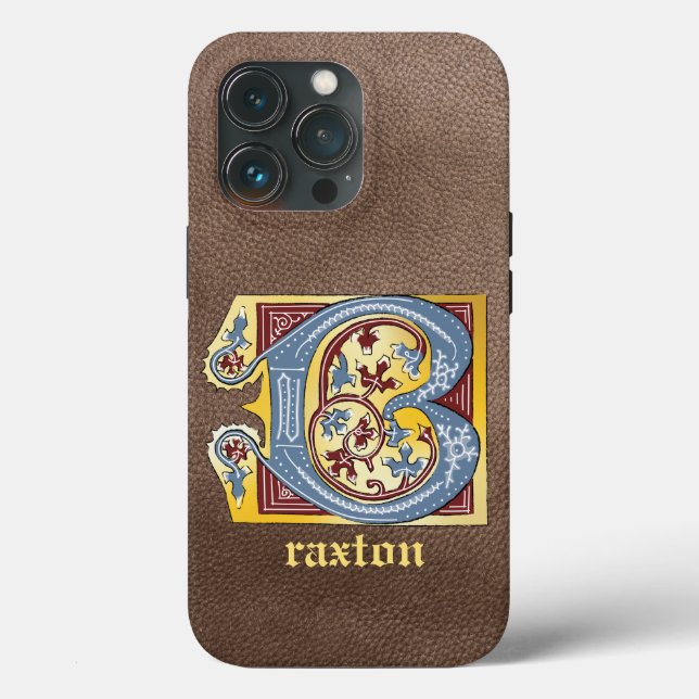 Funda De Case-Mate Para iPhone Letra medieval azul y marfil rojo iluminada B (Reverso )