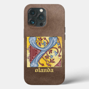 Funda Para iPhone 13 Pro Letra medieval azul y marfil rojo iluminada Y