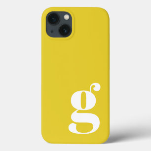 Funda Para iPhone 13 Letra Minimalista minúscula monograma en amarillo