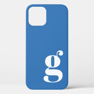 Funda Para iPhone 12 Letra Minimalista minúscula monograma en azul fran