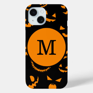 Funda Para iPhone 15 Letra monograma fantasía caras Jack O Lantern