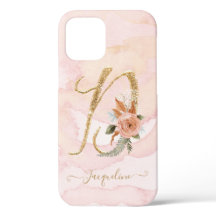 Letra monogramo D dorada color agua floral