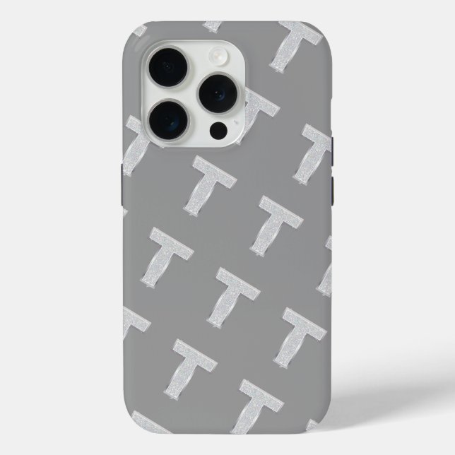 Funda De Case-Mate Para iPhone Letra plateada T (Reverso )