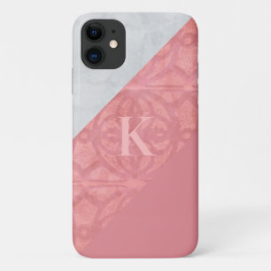 Funda Para iPhone 11 Letra rosa rudimentaria y acuarela gris