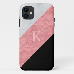Funda Para iPhone 11 Letra rosa rudimentaria y acuarela gris