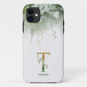 Funda Para iPhone 11 Letra T Fern & Suculent Estuche para iPhone Funda-