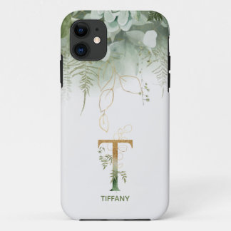 Funda Para iPhone 11 Letra T Fern & Suculent Estuche para iPhone Funda-