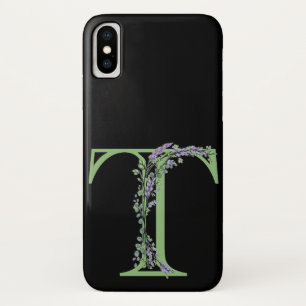 Funda Para iPhone X Letra T monograma Lavender Eucalyptus