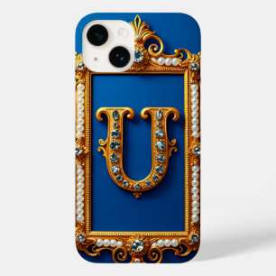 Funda Para iPhone 14 De Case-Mate Letra U dorada ornamentada con joyas