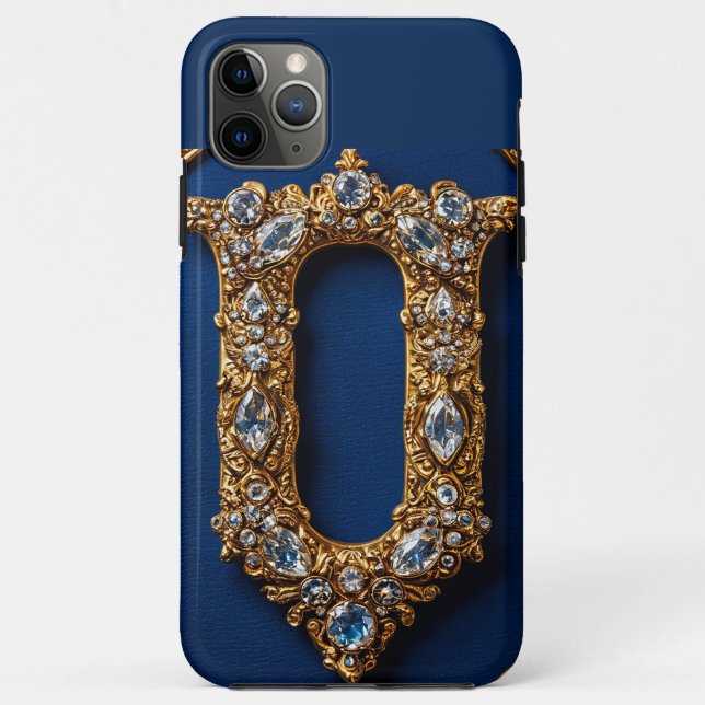 Funda De Case-Mate Para iPhone Letra V dorada ornamentada con joyas (Reverso)