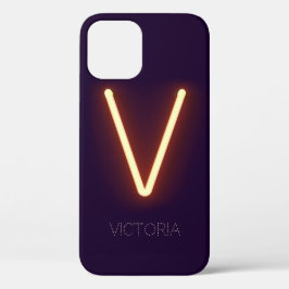Funda Para iPhone 12 Letra V Neon Light personalizada