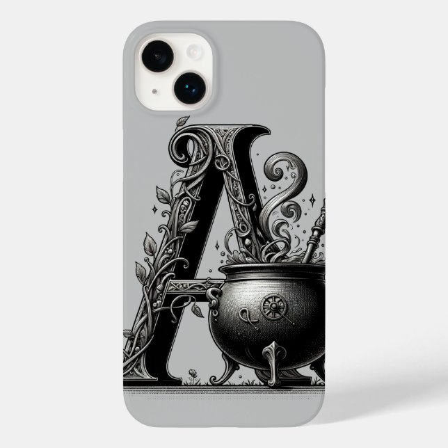 Funda De Case-Mate Para iPhone Letra witch cauldron witchy Personalizado inicial (Reverso )