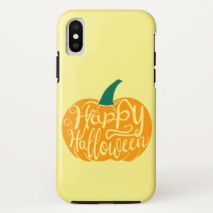 Funda Para iPhone X Letras de Feliz Halloween en calabaza tallada