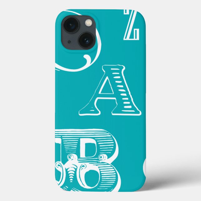 Funda De Case-Mate Para iPhone Letras decorativas sobre fondo azul (Reverso)