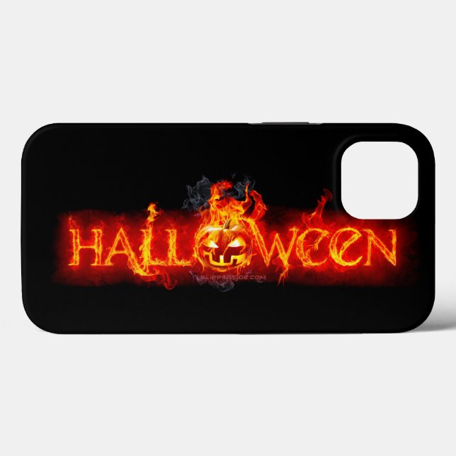 Funda De Case-Mate Para iPhone Letras ígneas masivas de SlipperyJoe's Halloween c (Reverso (Horizontal))