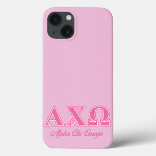 Funda Para iPhone 13 Letras rosadas de Omega de la ji de Alphi